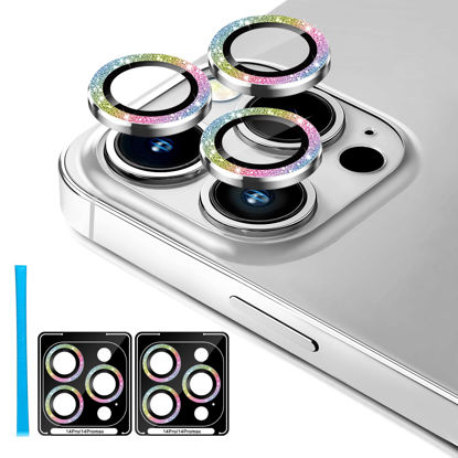 Picture of Jeluse [3X2 Pack] Camera Lens Protector for 14 Pro Max for 14 Pro, 9H Tempered Glass Screen Protector Cover [Alignment Kit Eazy installation] Metal Individual Ring