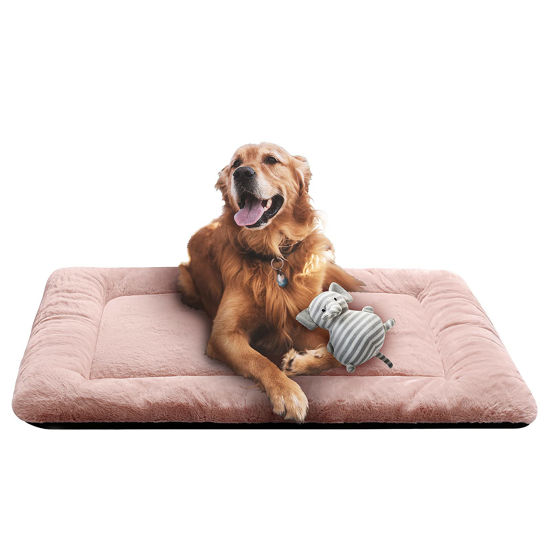 Picture of Dog Beds Crate Pad for Large Dogs Fit Metal Dog Crates,Ultra Soft Dog Crate Bed Washable & Anti-Slip Kennel Pad for Dogs Cozy Sleeping Mat,Pink 42inch