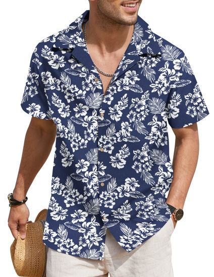  COOFANDY Men's Hawaiian Shirt Short Sleeve Casual Button Down  Floral Printed Beach Shirts with Pocket Black : Clothing, Shoes & Jewelry