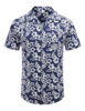 Picture of COOFANDY Men Cotton Linen Shirts Short Sleeve Button Down Relaxed Fit Floral Beach Shirts