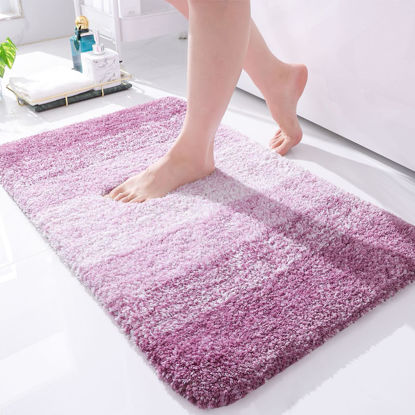 Picture of OLANLY Luxury Bathroom Rug Mat, Extra Soft and Absorbent Microfiber Bath Rugs, Non-Slip Plush Shaggy Bath Carpet, Machine Wash Dry, Bath Mats for Bathroom Floor, Tub and Shower, 30x20, Purple