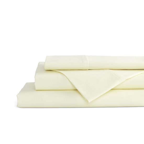 Picture of 100% Cotton Percale Sheets King Size, Cream, Deep Pocket, 4 Pieces Sheet Set - 1 Flat, 1 Deep Pocket Fitted Sheet and 2 Pillowcases, Crisp Cool and Strong Bed Linen