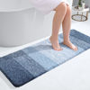 Picture of OLANLY Luxury Bathroom Rug Mat, Extra Soft and Absorbent Microfiber Bath Rug, Non-Slip Plush Shaggy Bath Carpet Runner, Machine Wash Dry, Bath Mats for Bathroom Floor, Tub and Shower, 47x17, Navy Blue