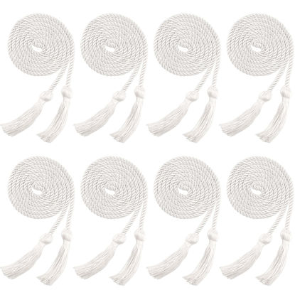 Picture of Trounistro 8 Pieces Graduation Cords Yarn Honor Cords with Tassel for College Graduation Students (White)