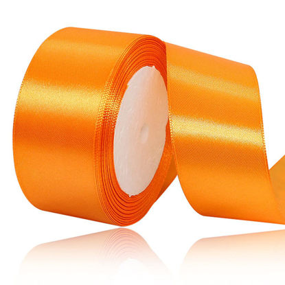 Picture of Solid Color Orange Satin Ribbon, 1-1/2 Inches x 25 Yards Fabric Satin Ribbon for Gift Wrapping, Crafts, Hair Bows Making, Wreath, Wedding Party Decoration and Other Sewing Projects