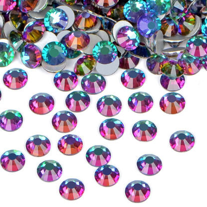 Picture of 2880PCS Art Nail Rhinestones non Hotfix Glue Fix Round Crystals Glass Flatback for DIY Jewelry Making with one Picking Pen (ss8 2880pcs, Green Volcanic)