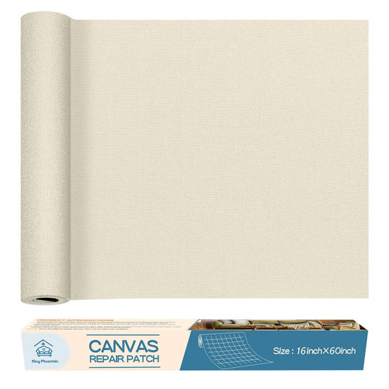 Picture of Canvas Repair Patch 16×60 Inch Self-Adhesive Waterproof Fabric Patch for Sofas, Tents, Furniture,Tote Bags, Car Seats.（Beige）