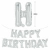 Picture of TONIFUL Silver Happy Birthday Balloons Banner, 16 Inch Mylar Foil Letters Sign Bunting Reusable Ecofriendly Material for Girls Boys Kids & Adults Birthday Decorations Party Supplies