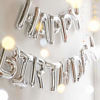 Picture of TONIFUL Silver Happy Birthday Balloons Banner, 16 Inch Mylar Foil Letters Sign Bunting Reusable Ecofriendly Material for Girls Boys Kids & Adults Birthday Decorations Party Supplies