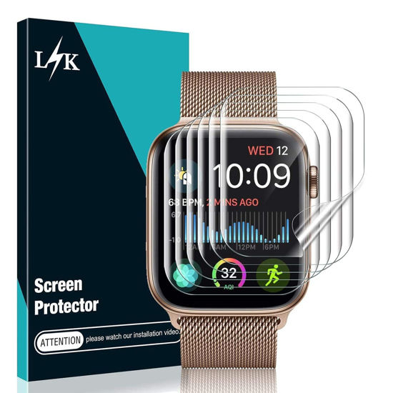 Picture of LϟK 6 Pack Screen Protector Designed for Apple Watch 44mm Series 6 5 4 SE / 42mm Series 3 2, Max Coverage, Bubble Free Flexible Soft TPU for iWatch 44mm 42mm