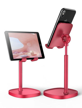 Picture of LISEN Cell Phone Stand,Angle Height Adjustable Stable Cell Phone Stand for Desk,Sturdy Aluminum Metal Phone Holder (Red)