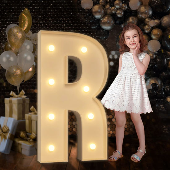 Picture of imprsv Marquee Light Up Letters, Mosaic Letters 3FT Marquee Letters for Baby Shower Engagement Graduation Party Backdrop Decor, Large Marquee Letters for Party Decorations, Letter R (need to assemble)