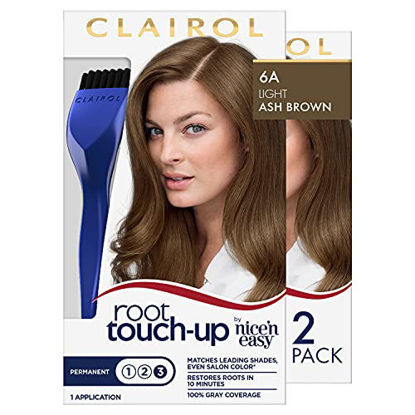 Picture of Clairol Root Touch-Up by Nice'n Easy Permanent Hair Dye, 6A Light Ash Brown Hair Color, Pack of 2