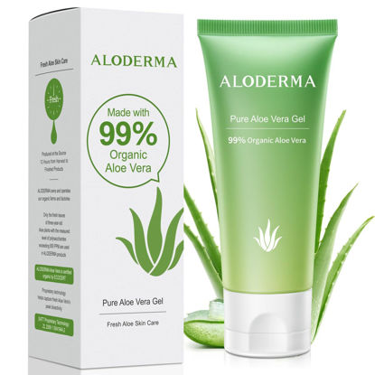 Picture of Aloderma 99% Organic Aloe Vera Gel, Made On-Site within 12 Hours of Harvest, Hydrating Aloe Vera Gel Travel Size, Soothing Aloe Vera for Skin & Sunburn Relief, Moisturizing Pure Aloe Vera Gel for Face