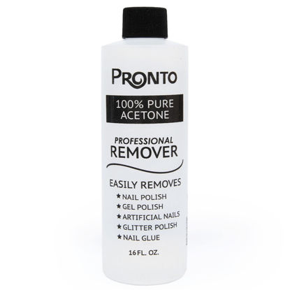 Picture of Pronto 100% Acetone Gel Nail Polish Remover - Gel Polish Remover for Nails | Acetone Nail Polish Remover & Gel Remover For Nails, Glue, Gel, Acrylic & Dip | Pure Acetone, 16 Fl oz