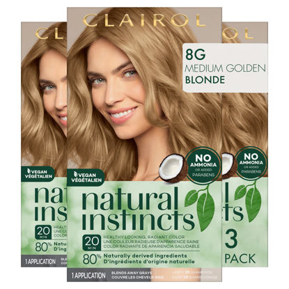 Picture of Clairol Natural Instincts Demi-Permanent Hair Dye, 8G Medium Golden Blonde Hair Color, Pack of 3