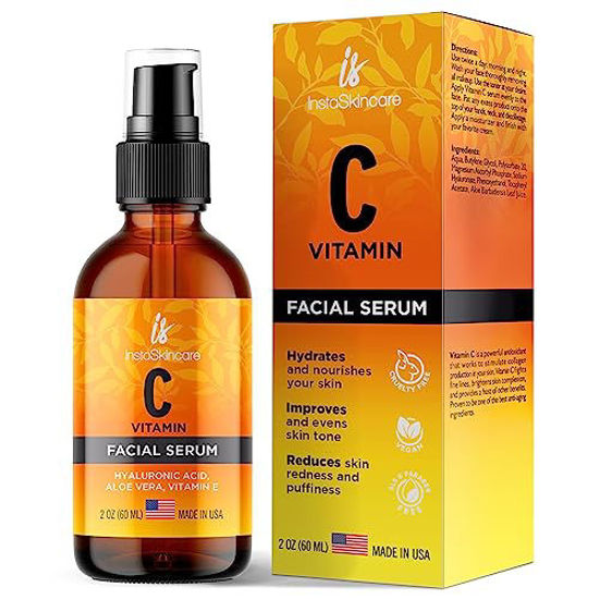 Picture of Vitamin C Serum for Face with Hyaluronic Acid and Vitamin E - DOUBLE SIZED (2Oz) - Brightening Face Serum - Natural Anti-Aging Serum with Antioxidants - Reduce Fine Lines and Wrinkles - Paraben and Fragrance Free