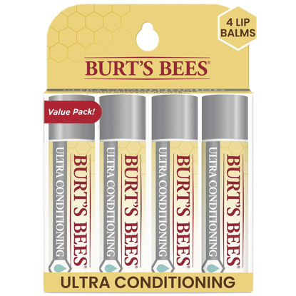 Picture of Burt's Bees Lip Balm, Moisturizing Lip for All Day Hydration, 100% Natural, Ultra Conditioning with Shea, Cocoa & Kokum Butter (4 Pack)