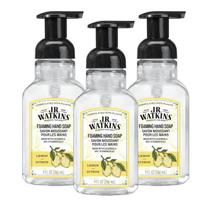 Picture of J.R. Watkins Foaming Hand Soap with Pump Dispenser, Moisturizing Foam Hand Wash, All Natural, Alcohol-Free, Cruelty-Free, USA Made, Lemon, 9 fl oz, 3 Pack