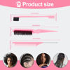 Picture of SWEET VIEW 3 Pcs Slick Back Hair Brush Set with 1 Pcs Edge Brush 1 Pcs Bristle Hair Brush 1 Pcs Rat Tail Comb, Teasing Brush Set for Smoothing Baby Hair & Flyaways - Pink