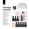 Picture of Beetles Gel Nail Polish Kit with Led Light Base Gel Top Coat, 6 Colors Grey Nude Gel Polish Starter Kit, Soak off LED Gel Polish Set DIY Manicure Home Nail Essentials