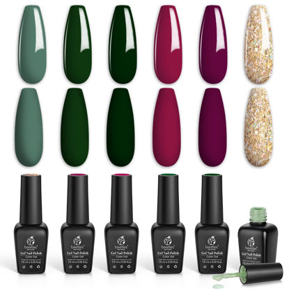 Picture of Beetles Gel Nail Polish Set, 6 Colors Tipsy Jazz Vibrant Emerald Green Red Golden Glitter Gel Polish Soak Off Gel Nail Art Beauty Gift Set for Women Girls