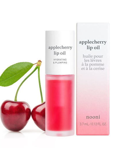 Picture of NOONI Korean Lip Oil - Applecherry | with Apple Seed Oil, Lip Stain, Moisturizing, Glowing, Revitalizing, and Tinting for Dry Lips, 0.12 Fl Oz (Pink)