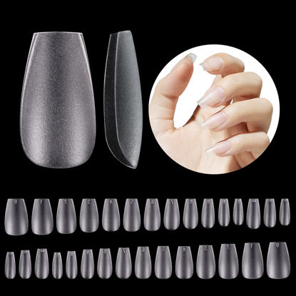 Picture of Beetles Gel Nail Tips for Nails Art, 15 Size 240Pcs Matte Short Coffin False Nails Tips Fake Gel Tips Acrylic Press on Need Nail Glues for Gel Polish/Dip Powder/Poly Extension Gel Nail Art