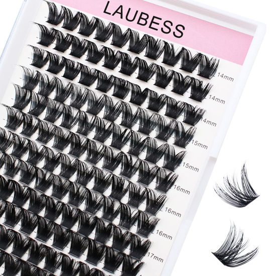 Picture of Individual Lashes 14-18mm 120pcs Cluster Lashes Mixed Tray Volume Eyelash Clusters DIY Lash Extension Kit Soft Lash Clusters Fluffy Mink Cluster Eyelash Extensions (02-0.07D, 14-18mm)