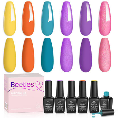 Picture of Beetles Gel Nail Polish Kit-6 Pcs Midsummer Dream Glitter Red Purple Yellow Gel Polish Summer Gel Polish Soak Off Nail Lamp Gel Polish Gifts for Women Manicure Kit