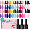 Picture of beetles Gel Polish 36 Colors Nail Set Versetile Color Palette Pastel Neon Bright Pink Yellow Blue Sparkle Glitter with 3Pcs Base Matte and Glossy Top All Seasons for Girls Women Golden Journey