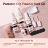 Picture of AZUREBEAUTY Dip Powder Nail Kit Starter, All Season Nude Skin Glitter 4 Colors Dipping Powder Liquid Set Recycling Tray with Base & Top Coat Activator for French Nail Art Manicure Salon DIY at Home.