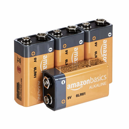 Picture of Amazon Basics 4-Pack 9 Volt Alkaline Performance All-Purpose Batteries, 5-Year Shelf Life, Packaging May Vary