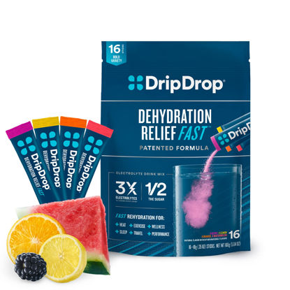 Picture of DripDrop Hydration - Electrolyte Powder Packets - Watermelon, Berry, Orange, Lemon - 16 Count