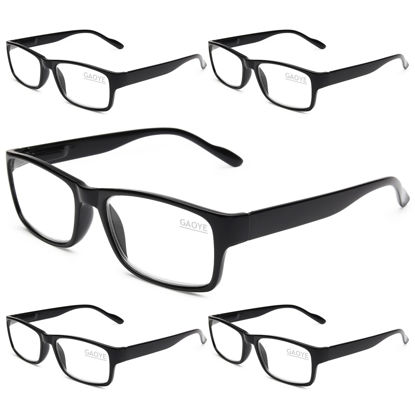 Picture of Gaoye 5-Pack Reading Glasses Blue Light Blocking,Spring Hinge Readers for Women Men Anti Glare Filter Lightweight Eyeglasses (5-pack Light Black, 1.75)