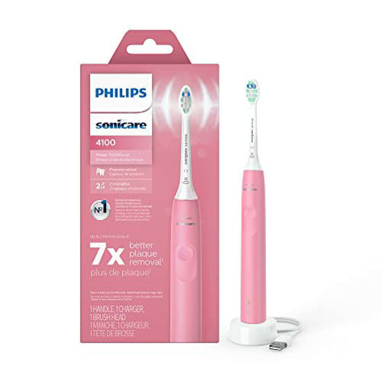 Picture of PHILIPS Sonicare 4100 Power Toothbrush, Rechargeable Electric Toothbrush with Pressure Sensor, Deep Pink HX3681/26