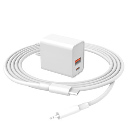 Picture of 20W [Apple MFi Certified] Fast Charger for iPad 9th Generation Gen 2021 10.2 inch Tablet with 6.6 Ft Lightning to USB-C Charging Cable A2602 A2604 A2603 A2605 AC Power Supply Adapter Cord