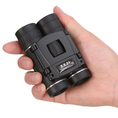 Picture of Anourney 8x21 Mini Compact Pocket Binoculars, Lightweight Foldable Binoculars,Easy Focus Small Binoculars for Adults Kids Bird Watching,Opera Concert, Travel, Hiking, Outdoor Scenery, Football Game