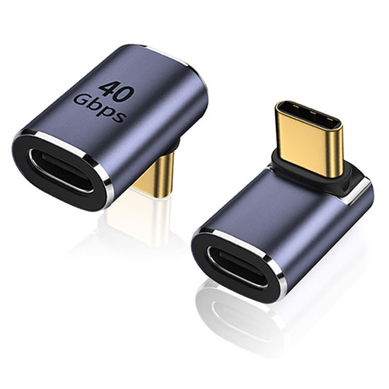 Picture of AreMe 90 Degree Right Angle USB-C Male to USB-C Female Adapter, 2 Pack Up and Down 90 Degree Type-C Adapter Extender Compatible for Steam Deck, Switch, Notebook Computers, Tablet and Mobile Phones