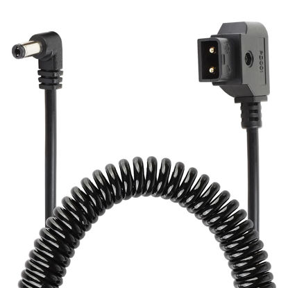 Picture of PU Coiled Power Tap D-Tap to Right Angled DC 12V Cable, Replacement Dtap to 12V DC Cable for Anton Bauer, KIPRO LCD, Black Magic Etc.