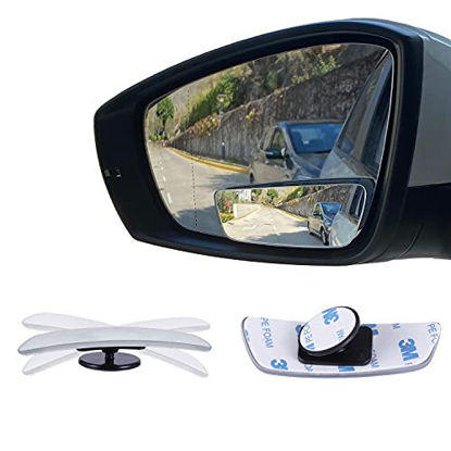 Picture of LivTee Blind Spot Mirror, Rectangular Shaped HD Glass Frameless Convex Rear View Mirror with wide angle Adjustable Stick for Cars SUV and Trucks, Pack of 2