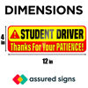 Picture of Student Driver Car Magnet Sticker Signs - Essential Magnetic New Driver Sign for Bumper - 3 Pack, 12 by 4" - Remind Others to Please Be Patient - Bright & Reflective Road Safety Sign for Rookies