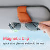 Picture of Sunglass Holder for Car Visor Sunglasses Clip Magnetic Leather Glasses Eyeglass Holder Truck Car Interior Accessories Universal for Woman Man -Orange