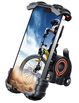 Picture of Lamicall Bike Phone Holder, Motorcycle Phone Mount - Motorcycle Handlebar Cell Phone Clamp, Scooter Phone Clip for iPhone 14 Plus/Pro Max, 13 Pro Max, S9, S10 and More 4.7" - 6.8" Smartphone, Orange
