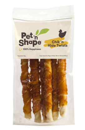 Picture of Pet 'n Shape Chik 'n Hide Twist - Chicken Wrapped Rawhide Natural Dog Treats, Large, 6 Count