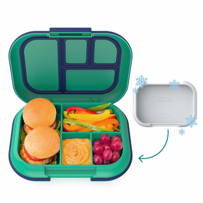 Picture of Bentgo® Kids Chill Lunch Box - Bento-Style Lunch Solution with 4 Compartments and Removable Ice Pack for Meals and Snacks On-the-Go - Leak-Proof, Dishwasher Safe, Patented Design (Green/Navy)
