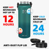 Picture of Fanhaw Insulated Water Bottle with Chug Lid - 40 Oz Double-Wall Vacuum Stainless Steel Reusable Leak & Sweat Proof Sports Water Bottle Dishwasher Safe with Anti-Dust Wide Mouth Lid (Green Blue)