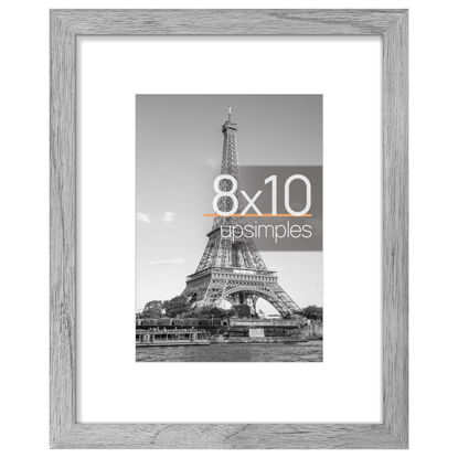 Picture of upsimples 8x10 Picture Frame, Display Pictures 5x7 with Mat or 8x10 Without Mat, Wall Hanging Photo Frame, Gray, 1 Pack