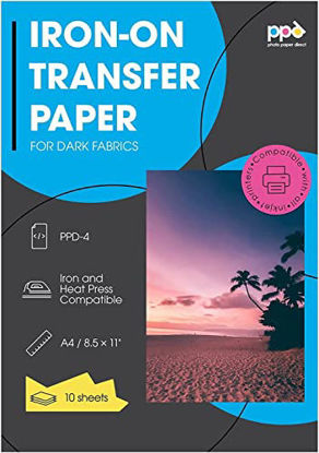 Picture of PPD Inkjet PREMIUM Iron-On Dark T Shirt Transfers Paper LTR 8.5x11" pack of 10 Sheets (PPD004-10)