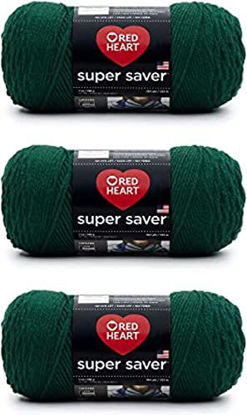 Picture of Red Heart Super Saver Hunter Green Yarn - 3 Pack of 198g/7oz - Acrylic - 4 Medium (Worsted) - 364 Yards - Knitting/Crochet